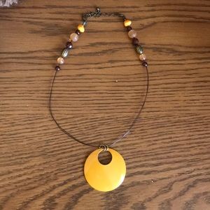 Mustard yellow and brown necklace
